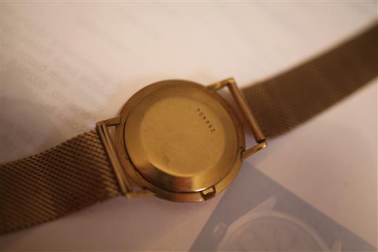 A gentlemans 1960s 18ct gold Eska Incabloc manual wind wrist watch on a 9ct gold mesh bracelet,